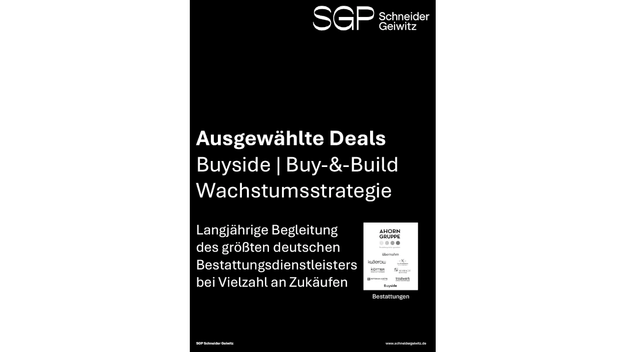 Langjährige Begleitung des größten deutschen Bestattungsdienstleisters bei Vielzahl an Zukäufen