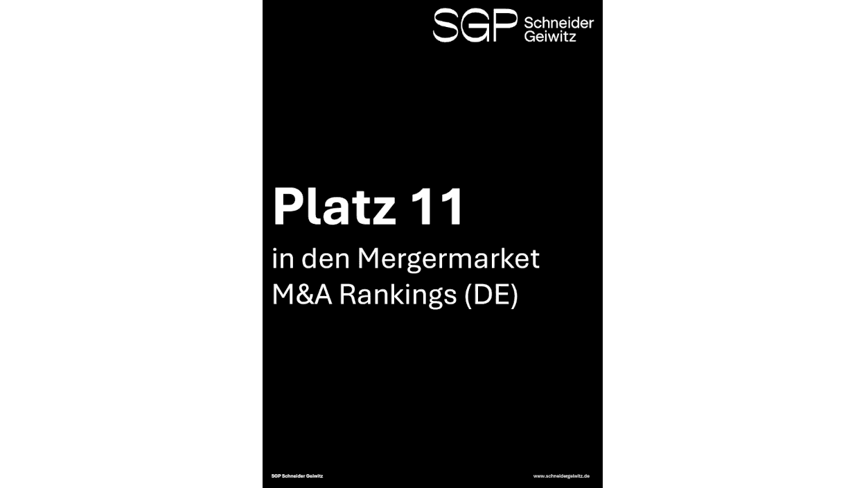 Platz 11 in den Mergermarket M&A Rankings (DE)
